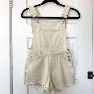 Superdown Denim Overall Shorts - Off White